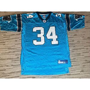 Carolina Panthers Jersey Men’s L Aqua Reebok Football Sports DeAngelo Williams #